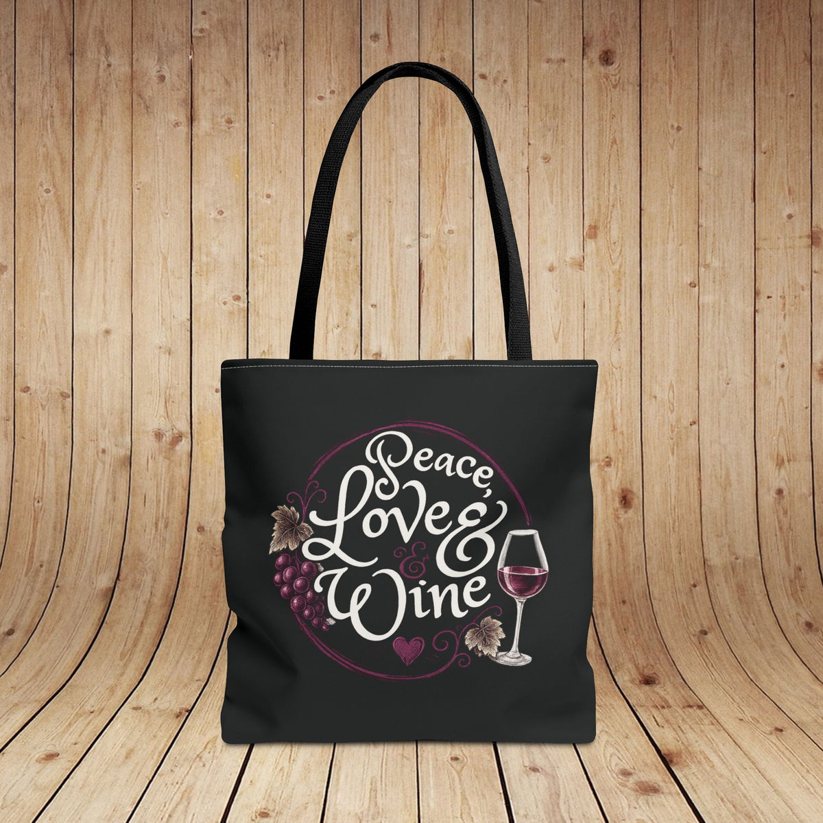 Peace Love Wine Personalized Tote Bag