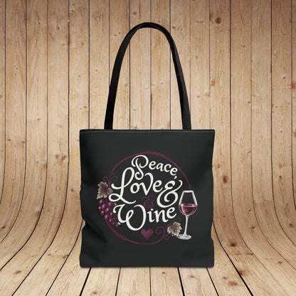 Peace Love Wine Personalized Tote Bag