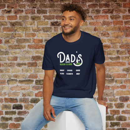 Dad's Reason To Wine Personalized Crew Neck T-Shirt