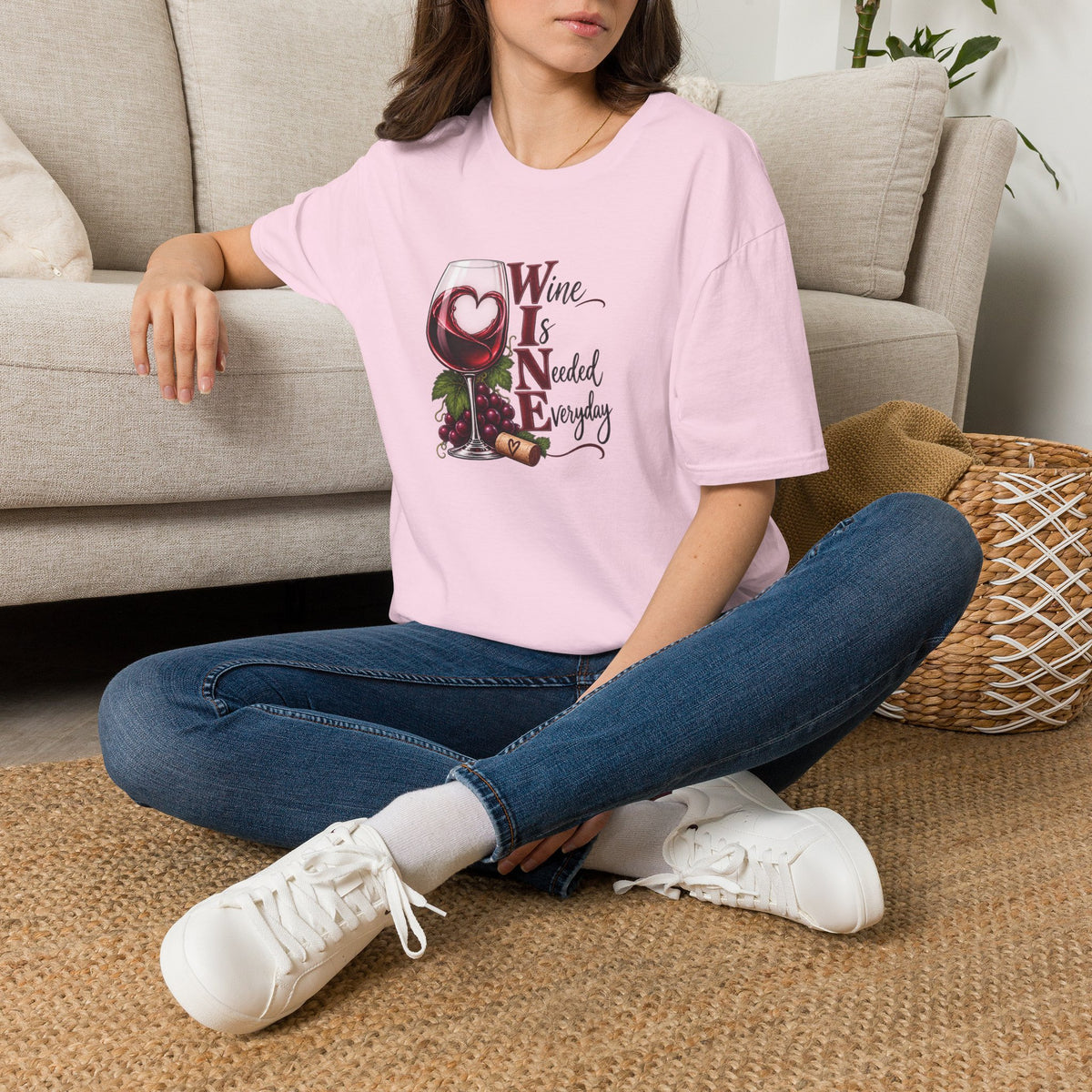 WINE Is Needed Every Day Crewneck T-Shirt