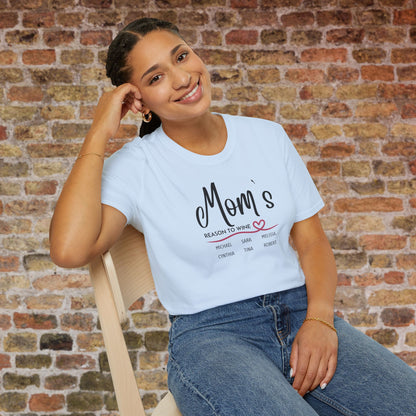 Mom's Reason To Wine Personalized Crew Neck Tee
