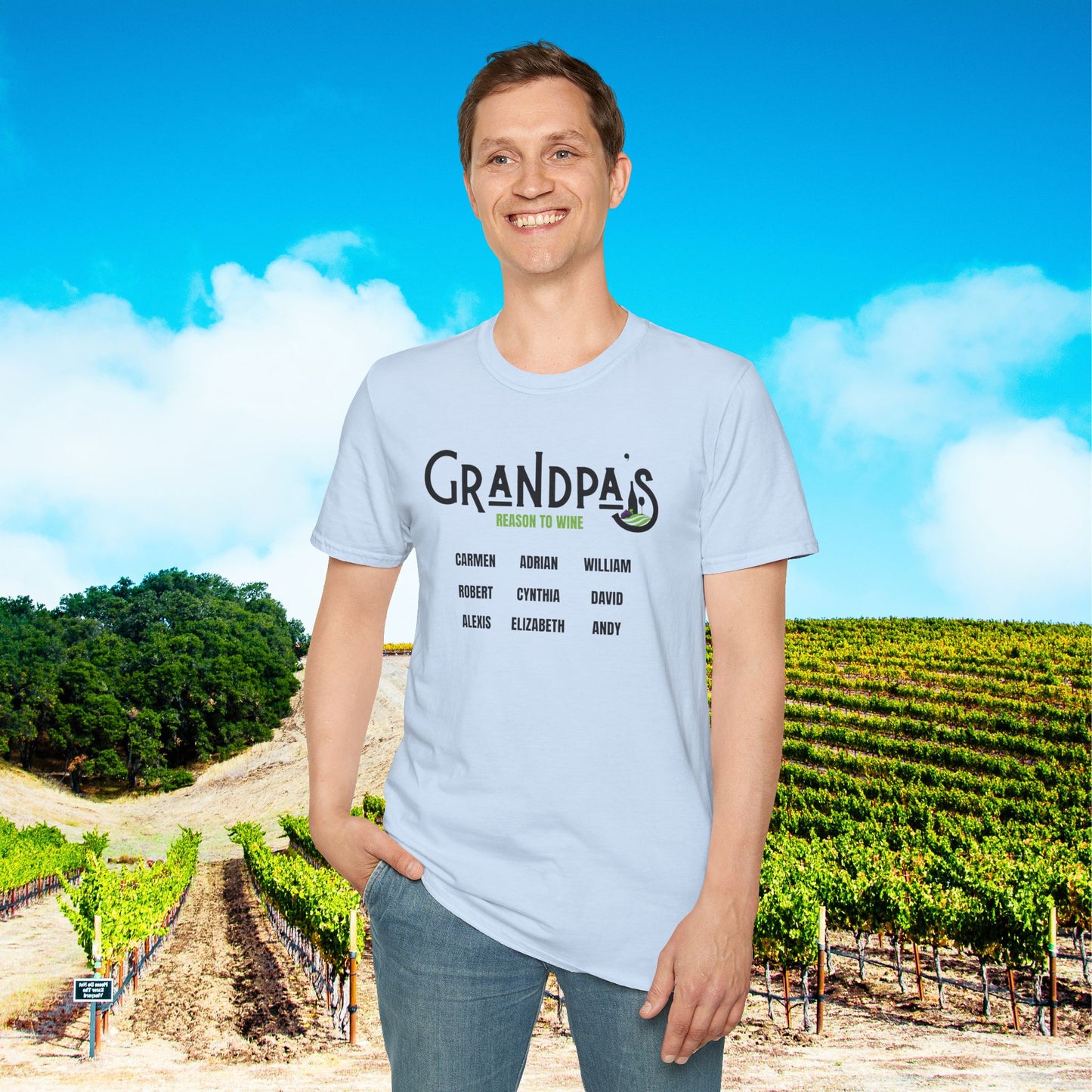 Grandpa's Reason To Wine Personalized T-Shirt