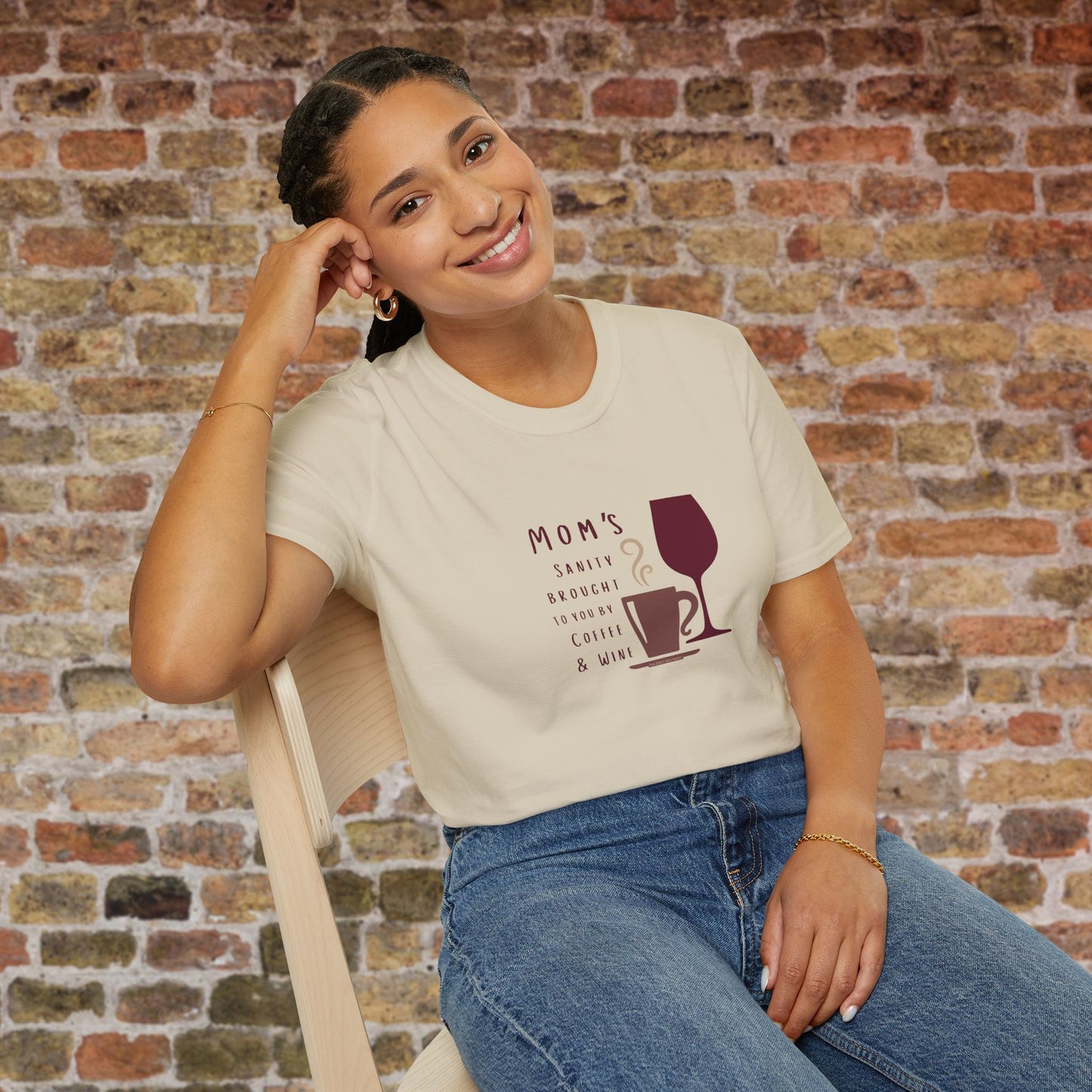 Mom's sanity brought to you by Coffee & Wine Crewneck Tee