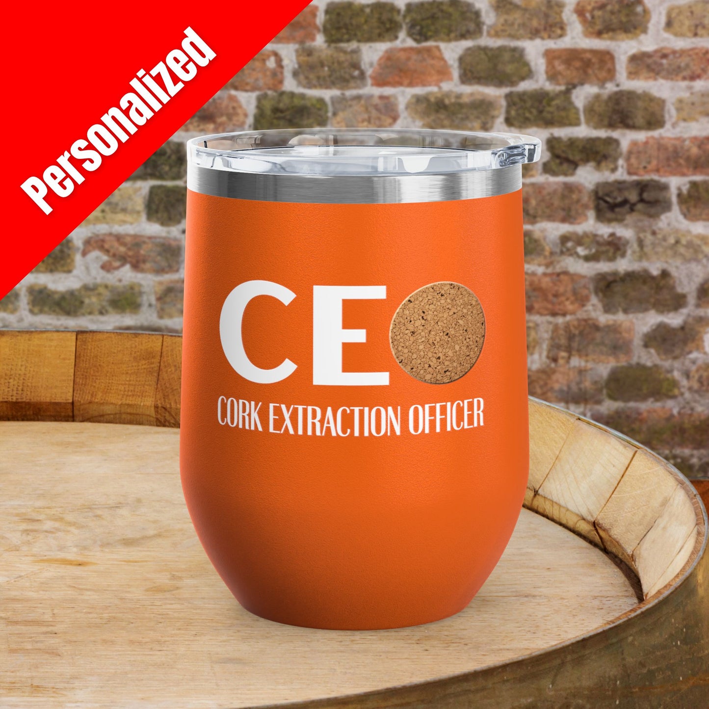 CEO Cork Extraction Officer Personalized 12oz Wine Tumbler