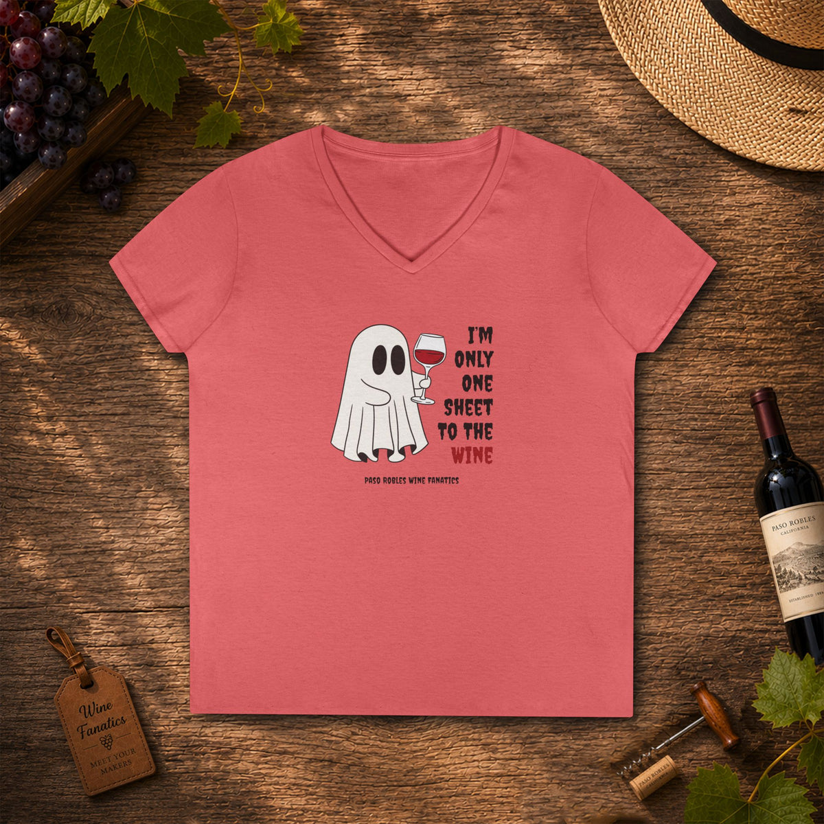 One Sheet To The Wine Ladies V-Neck Tee