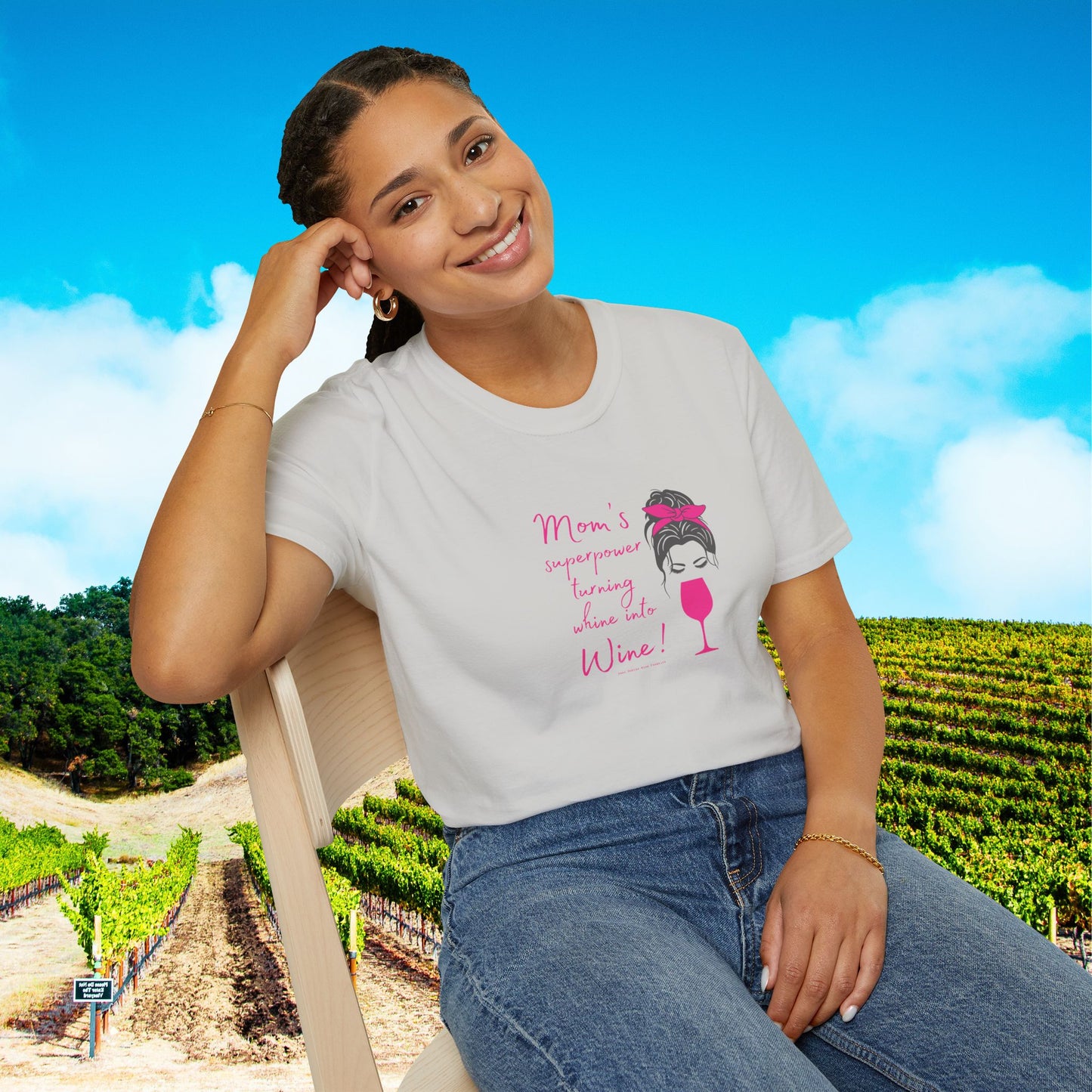 Mom's superpower, turning whine into Wine! Tee