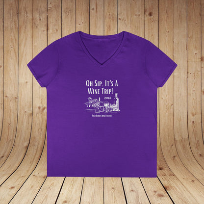 Oh Sip It's A Wine Trip Ladies V-Neck  Tee