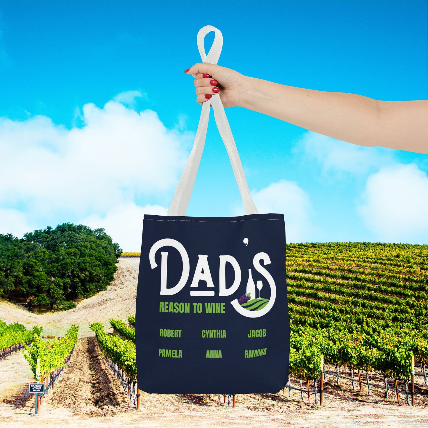 Dad's Reason To Wine Personalized Tote Bag