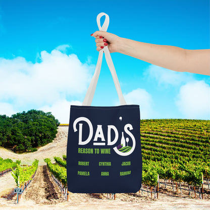 Dad's Reason To Wine Personalized Tote Bag