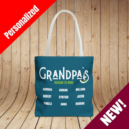 Grandpa's Reason To Wine Personalized Tote Bag