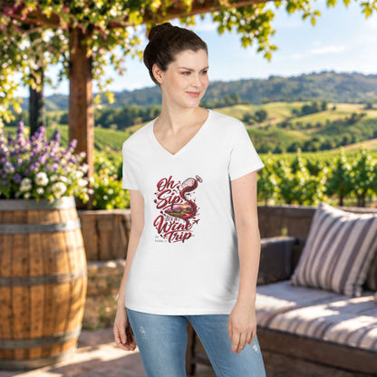 Oh Sip It's A Wine Trip Ladies V-Neck  Tee