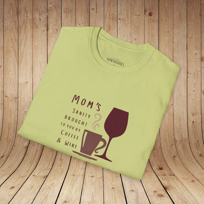 Mom's sanity brought to you by Coffee & Wine Personalized Tee