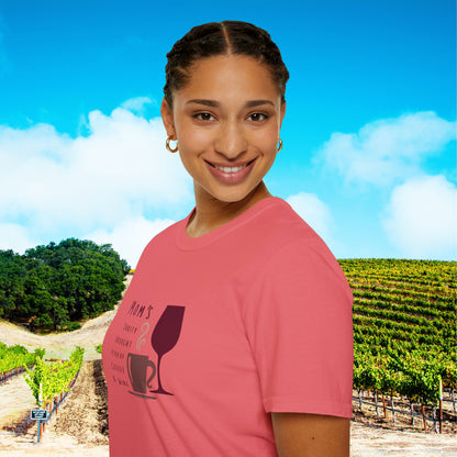 Mom's sanity brought to you by Coffee & Wine Personalized Tee