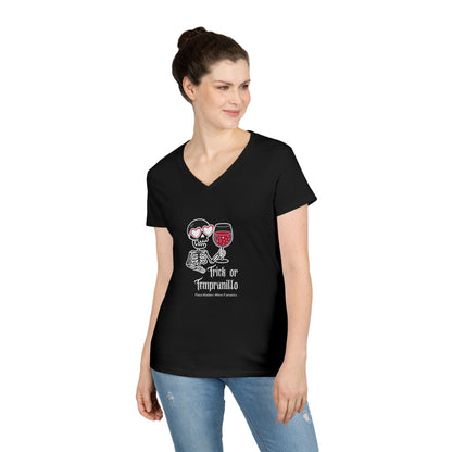 Trick or Tempranillo Ladies V-Neck Tee