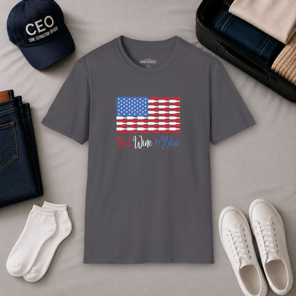 Red Wine & Blue Independence Day Unisex Softstyle T-Shirt