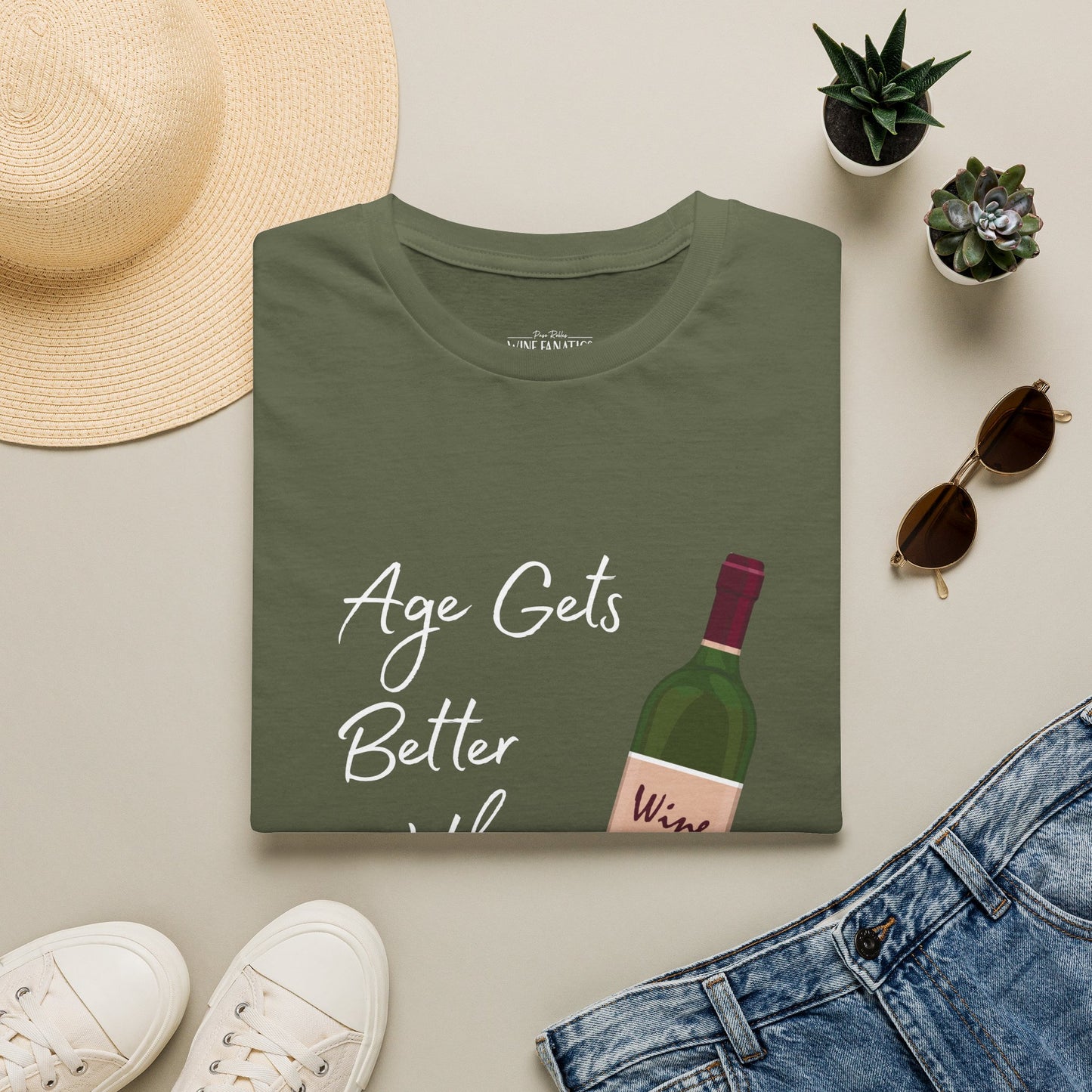 Age Gets Better With Wine Crewneck T-Shirt
