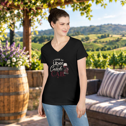 I Took An Uber To Catch A CAB Ladies V-Neck Tee