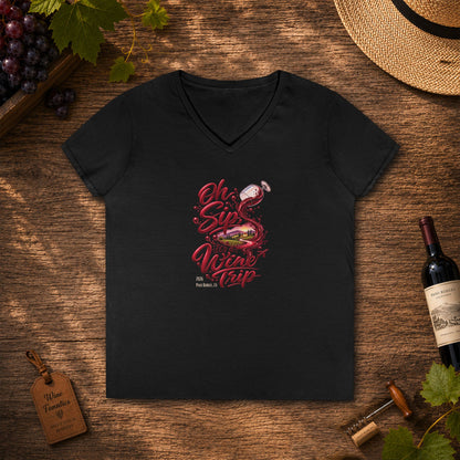 Oh Sip It's A Wine Trip Ladies V-Neck  Tee