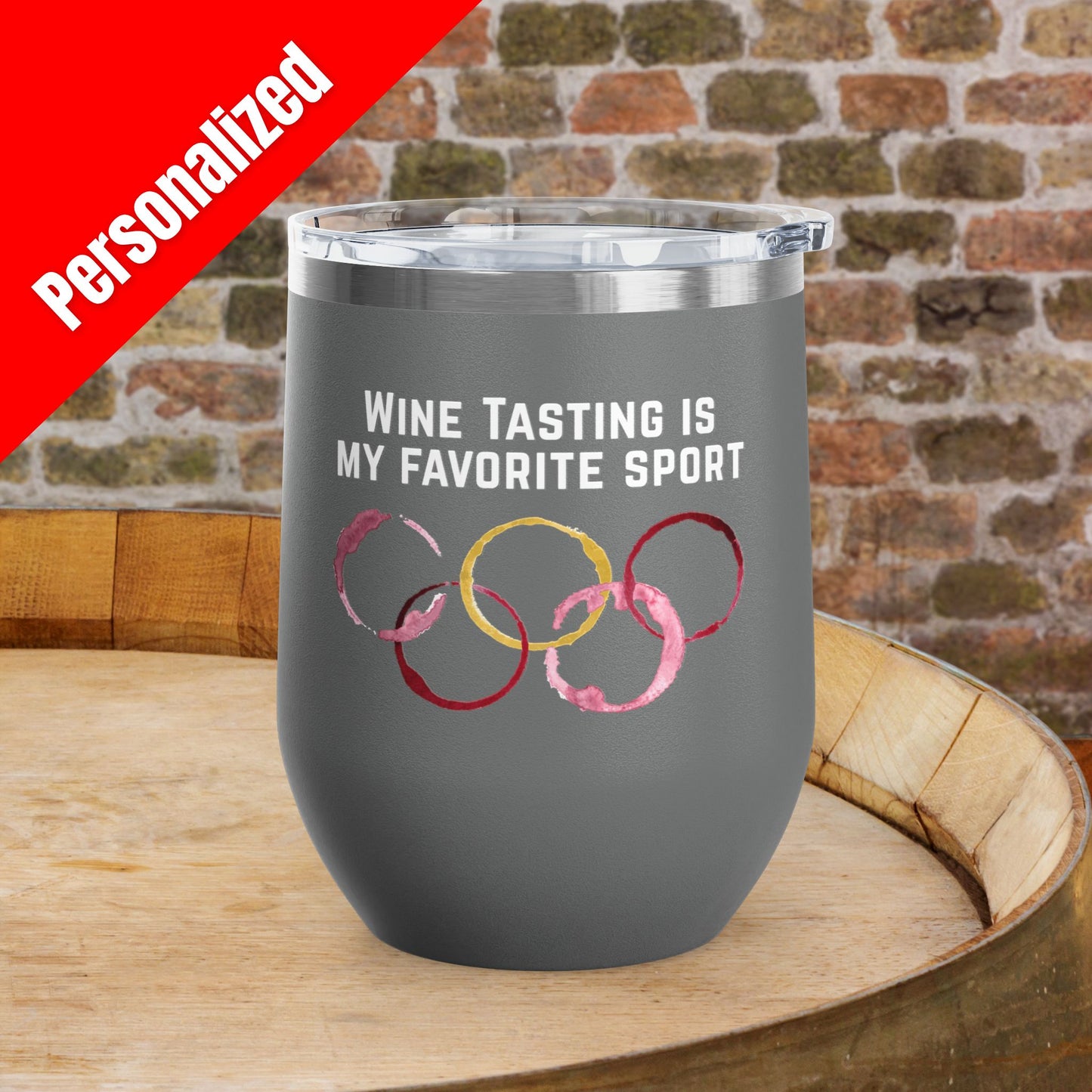 Wine Tasting Is My Favorite Sport Personalized 12oz Wine Tumbler