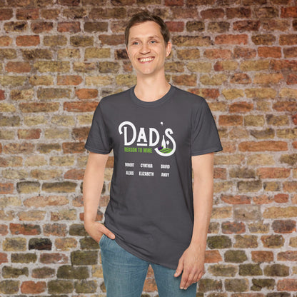 Dad's Reason To Wine Personalized Crew Neck T-Shirt