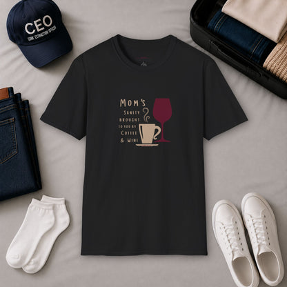 Mom's sanity brought to you by Coffee & Wine Crewneck Tee