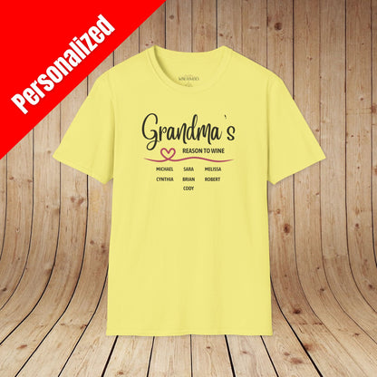 Grandma's Reason To Wine Personalized T-Shirt