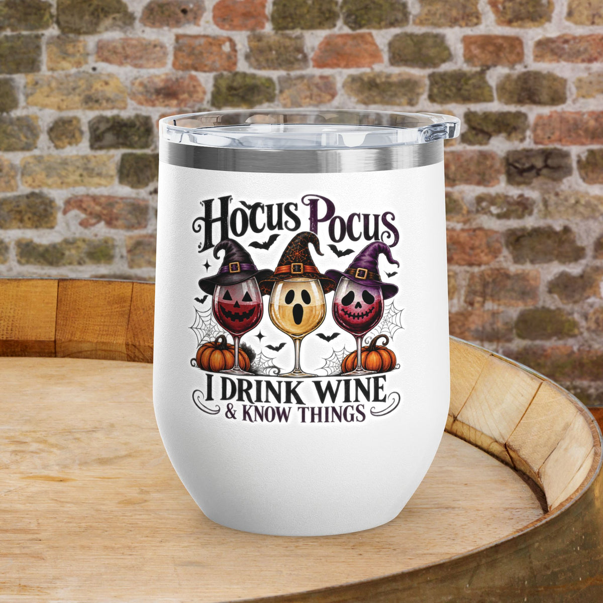 Hocus Pocus I Drink Wine & Know Things 12oz Personalized Wine Tumbler