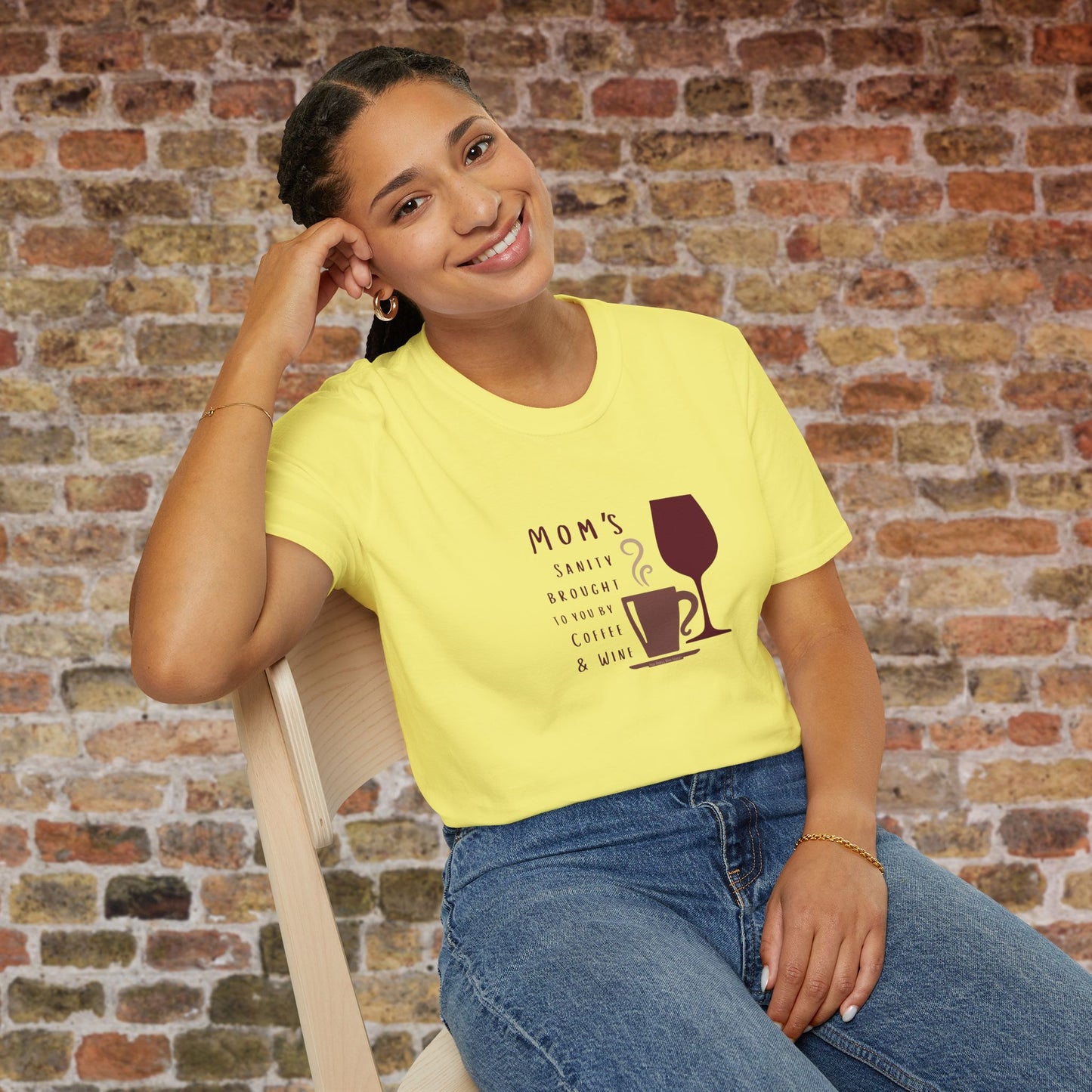 Mom's sanity brought to you by Coffee & Wine Crewneck Tee