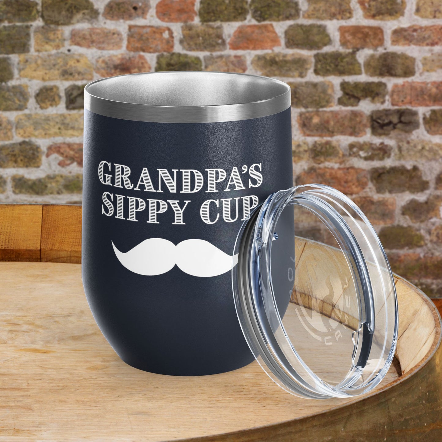 Grandpa's Sippy Cup (mustache) Personalized 12oz Wine Tumbler