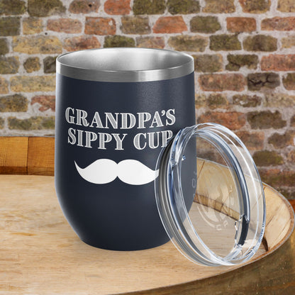 Grandpa's Sippy Cup (mustache) Personalized 12oz Wine Tumbler