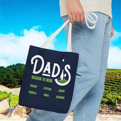Dad's Reason To Wine Personalized Tote Bag