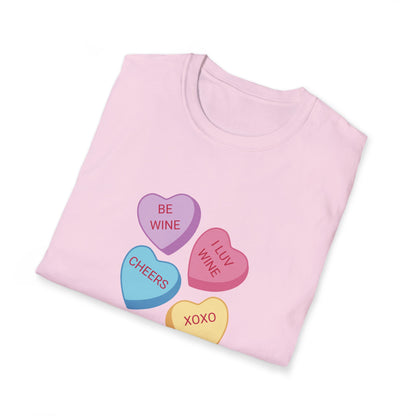 Wine Conversation Hearts Unisex Softstyle T-Shirt