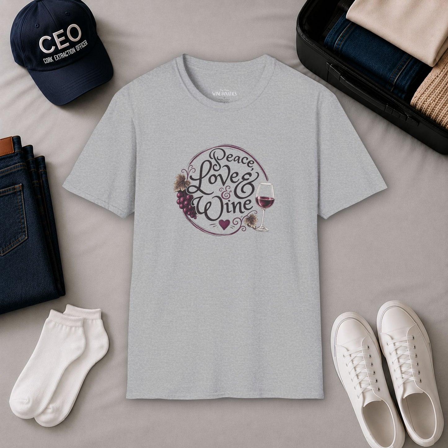 Peace, Love & Wine Crewneck Tee