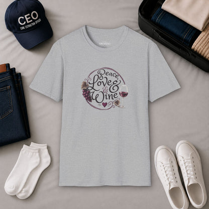 Peace, Love & Wine Crewneck Tee