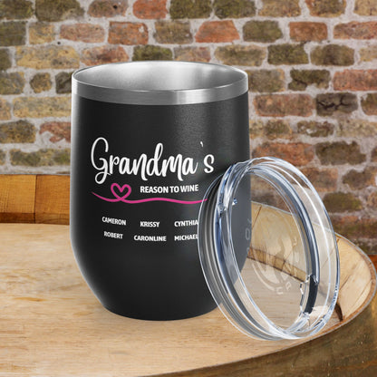 Grandma's Reason To Wine Personalized 12oz Wine Tumbler