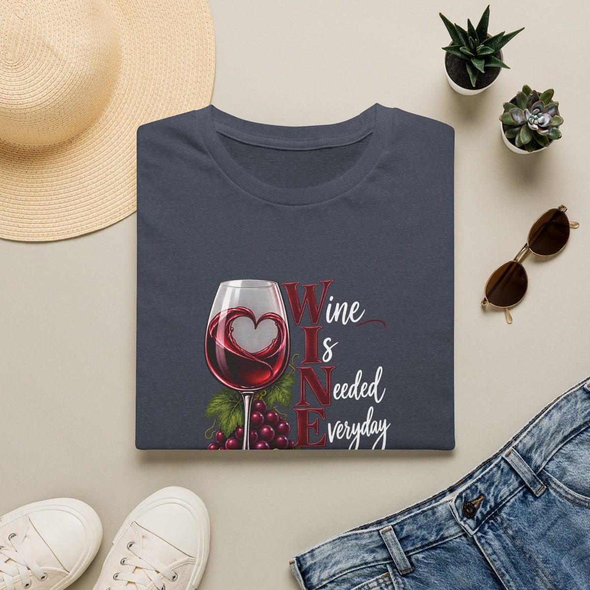 WINE Is Needed Every Day Crewneck T-Shirt