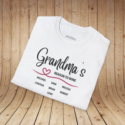 Grandma's Reason To Wine Personalized T-Shirt