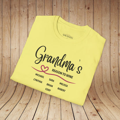Grandma's Reason To Wine Personalized T-Shirt