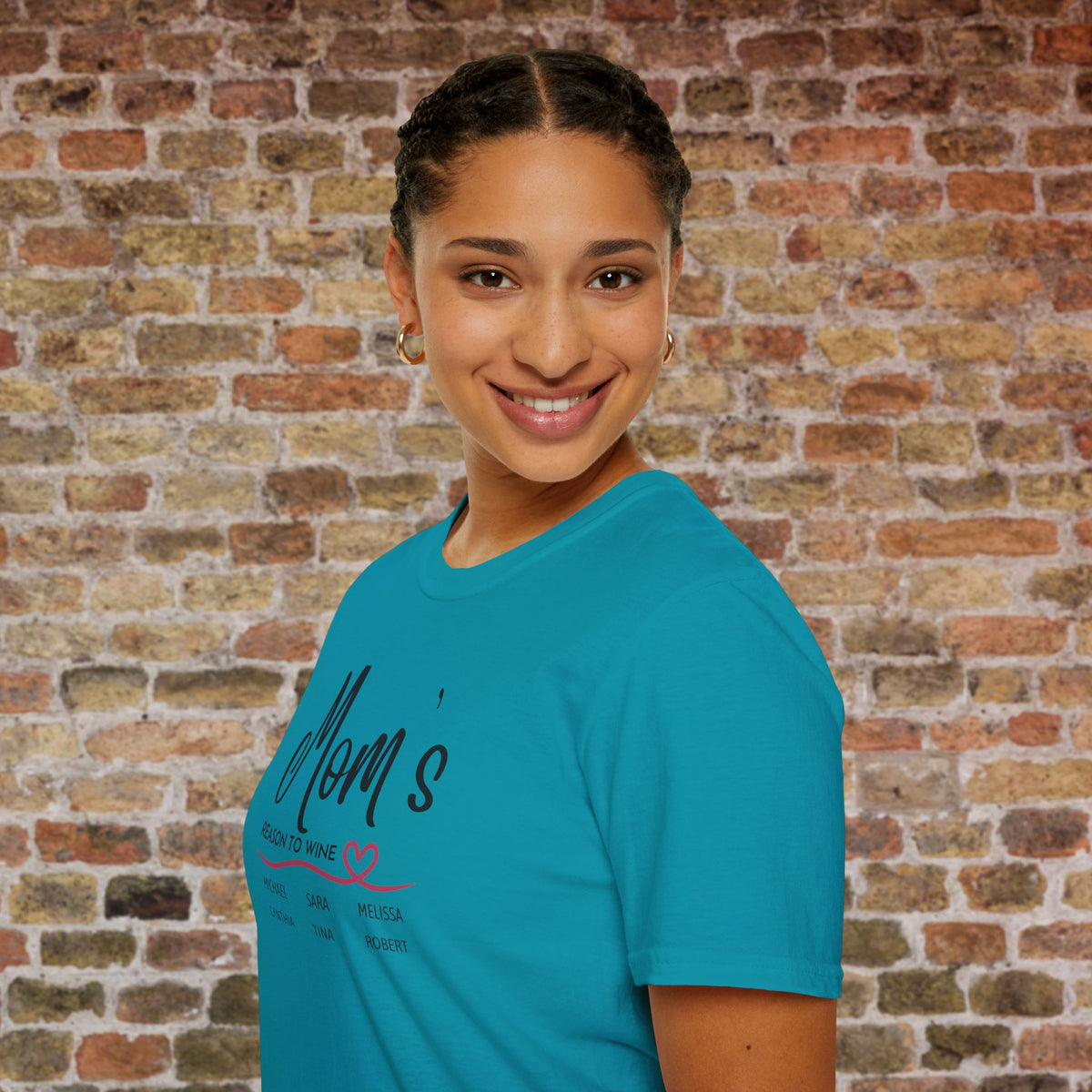 Mom's Reason To Wine Personalized Crew Neck Tee