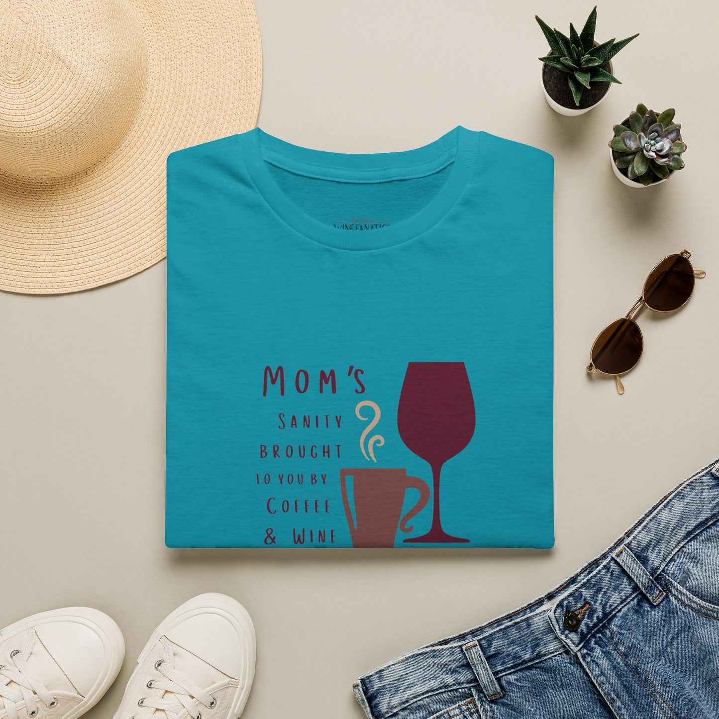 Mom's sanity brought to you by Coffee & Wine Crewneck Tee