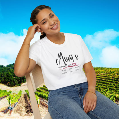 Mom's Reason To Wine Personalized Tee