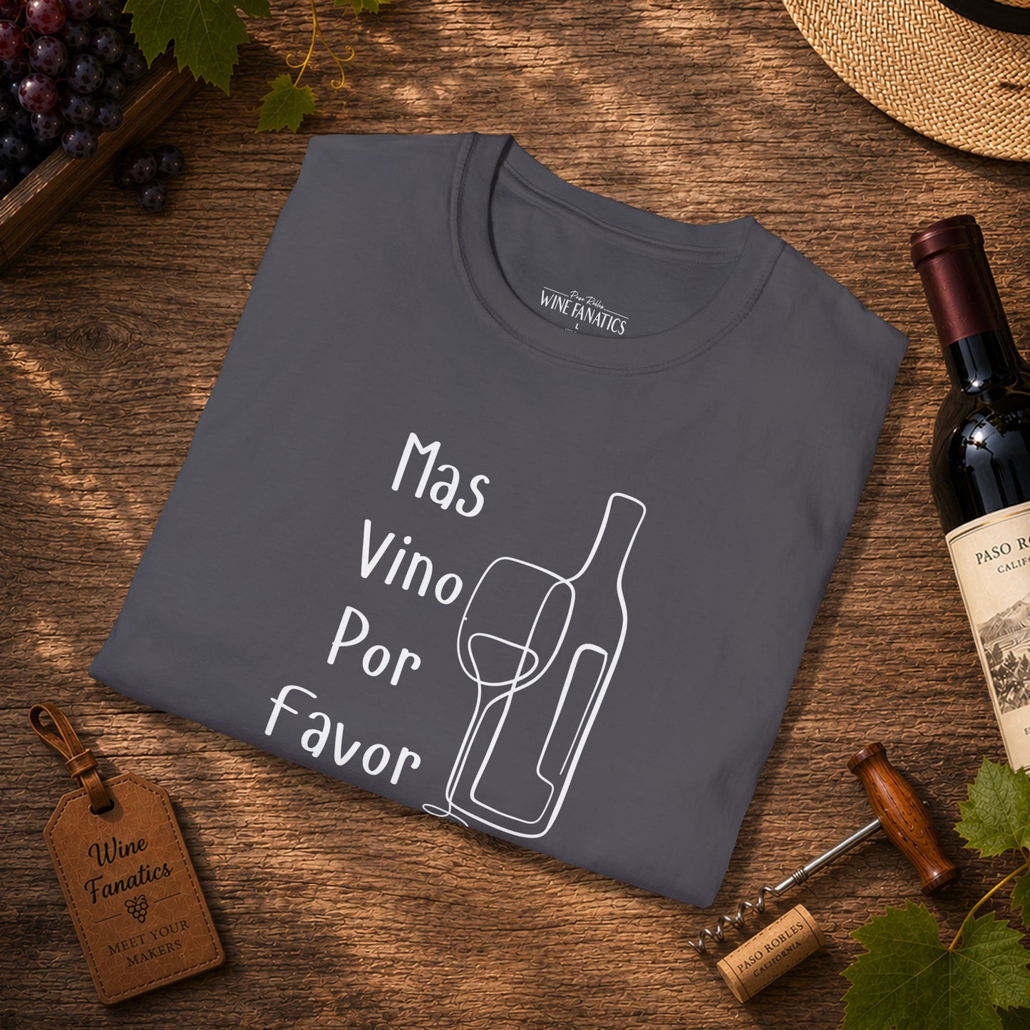 Mas Vino Por Favor Crewneck Tee