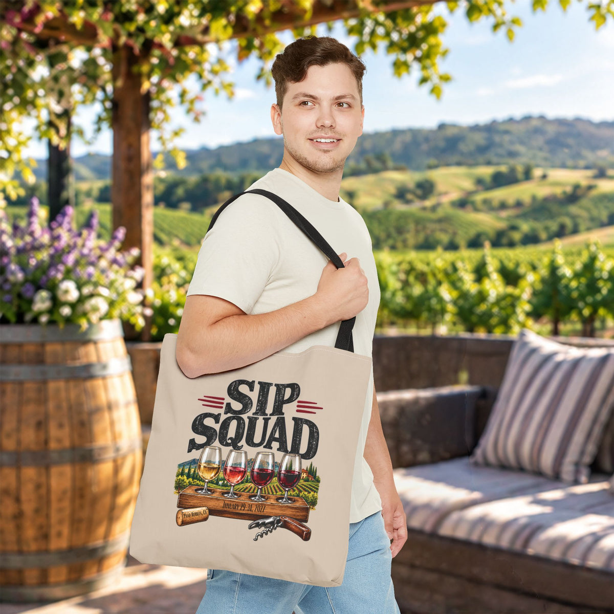 Sip Squad (Mens) Personalized Tote Bag