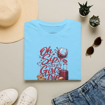 Oh Sip It's A Girl's Trip Personalized Crewneck Tee