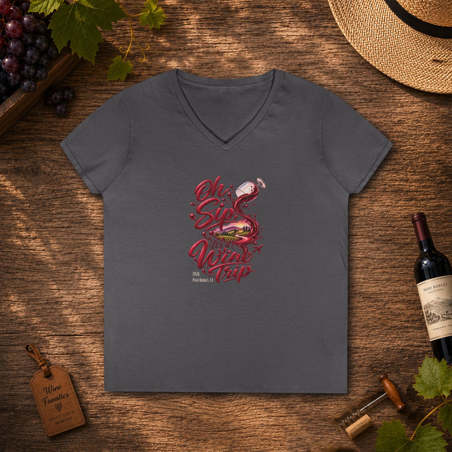 Oh Sip It's A Wine Trip Ladies V-Neck  Tee