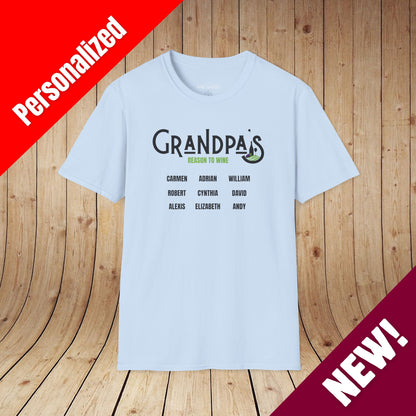 Grandpa's Reason To Wine Personalized T-Shirt