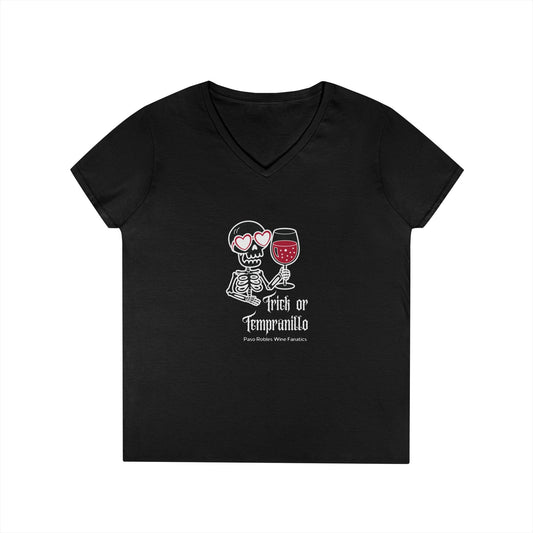 Trick or Tempranillo Ladies V-Neck Tee