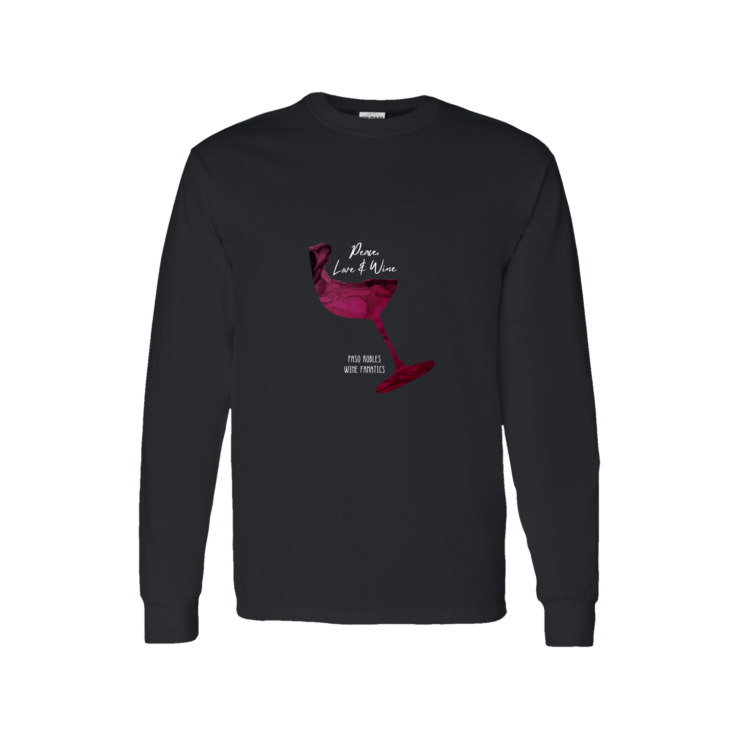 Peace, Love & Wine Glass Long Sleeve T-Shirt