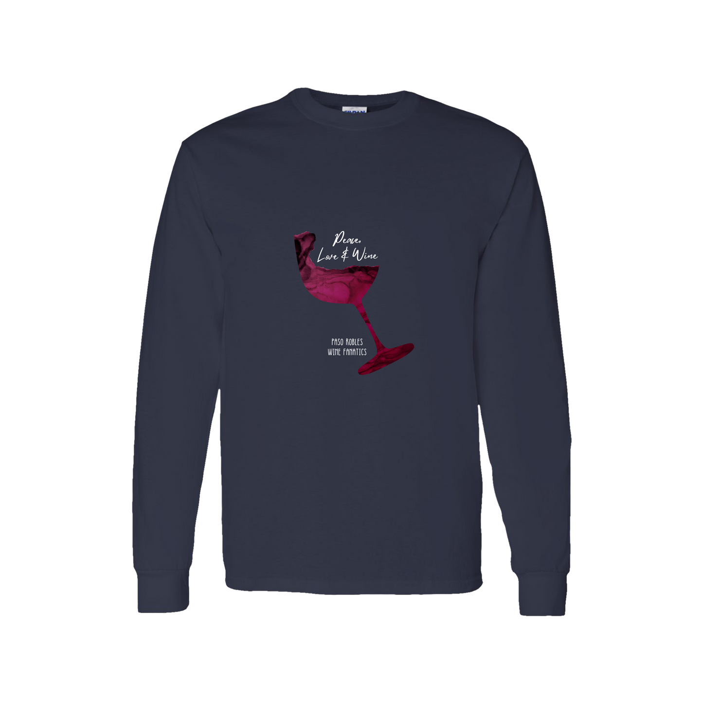 Peace, Love & Wine Glass Long Sleeve T-Shirt