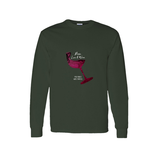 Peace, Love & Wine Glass Long Sleeve T-Shirt